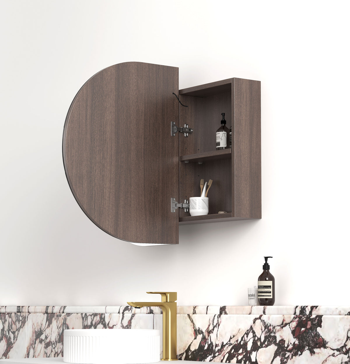 LED Bondi 900x600 Sable Walnut Shaving Cabinet Premium Edition view 4