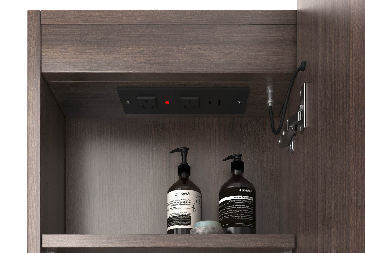 LED Bondi 900x600 Sable Walnut Shaving Cabinet Premium Edition view 5