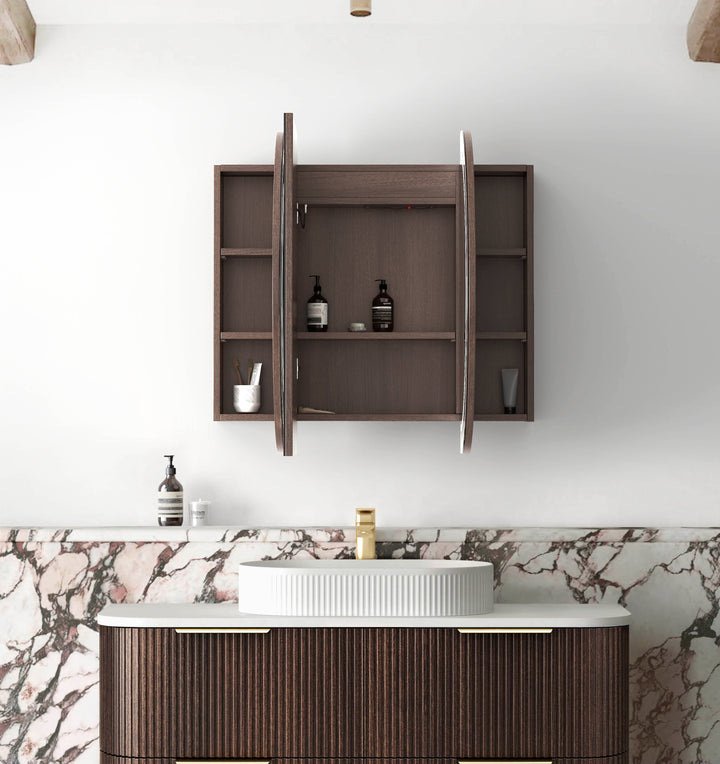 LED Bondi 1200x750 Sable Walnut Shaving Cabinet Premium Edition view 2
