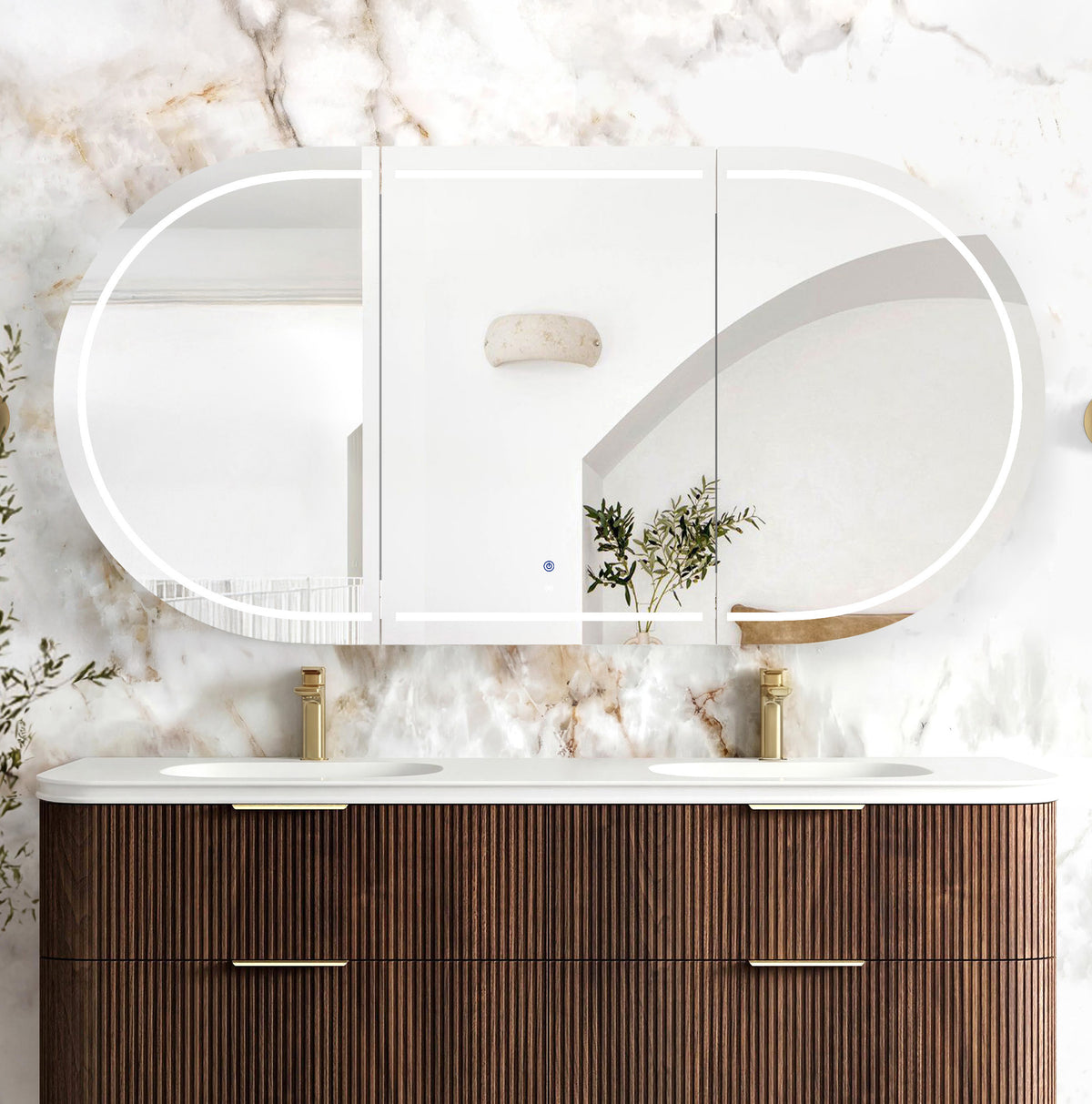 LED Bondi 1800x900 Sable Walnut Shaving Cabinet Premium Edition main view