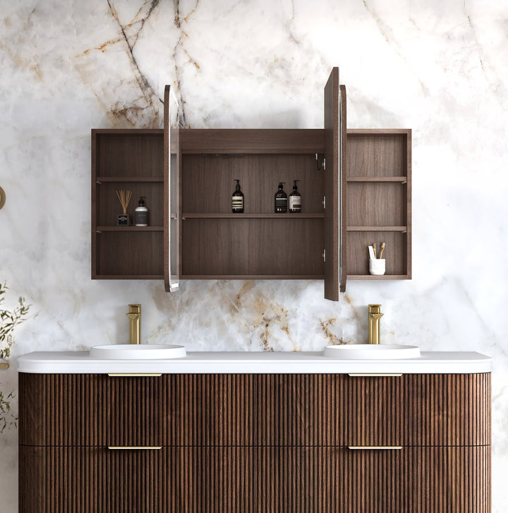LED Bondi 1800x900 Sable Walnut Shaving Cabinet Premium Edition view 2