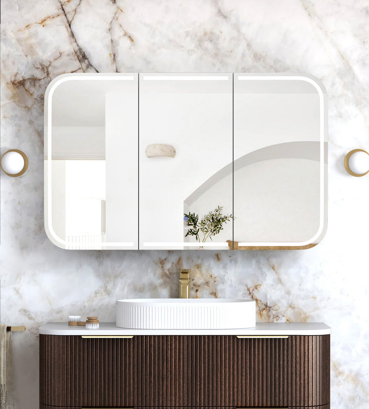 LED Newport 1200(W)x750(H) Sable Walnut Shaving Cabinet Premium Edition main view
