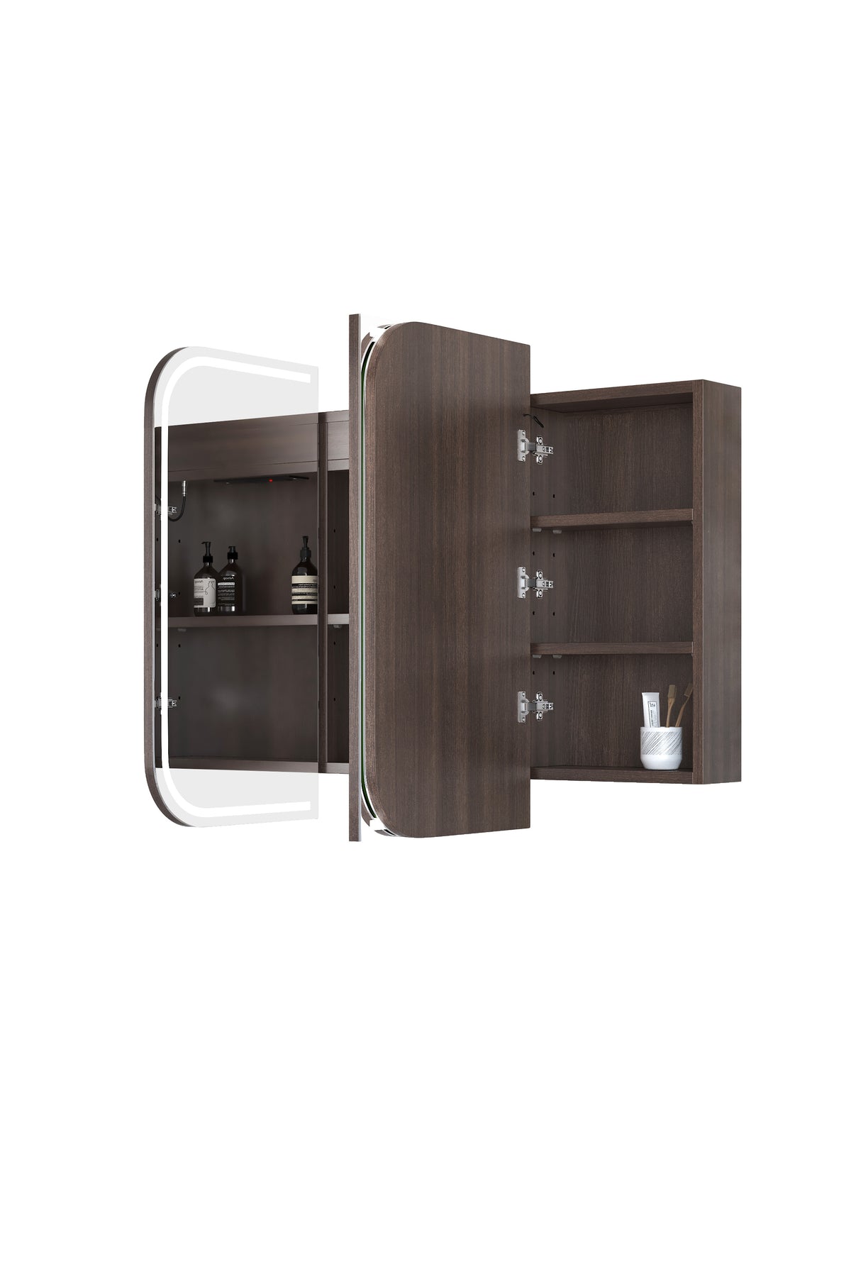 LED Newport 1200(W)x750(H) Sable Walnut Shaving Cabinet Premium Edition view 4