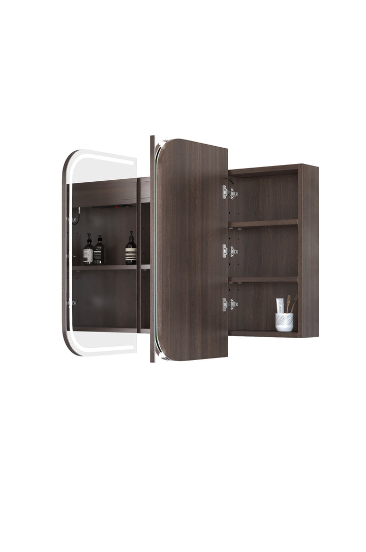 LED Newport 1200(W)x750(H) Sable Walnut Shaving Cabinet Premium Edition view 4