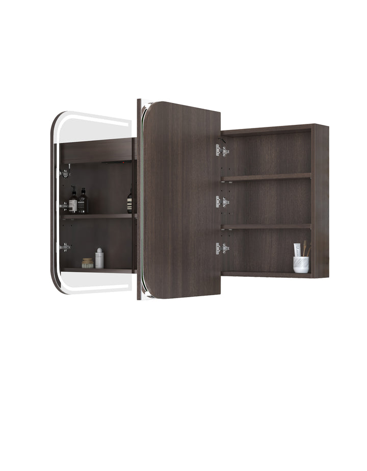 LED Newport 1500(W)x750(H) Sable Walnut Shaving Cabinet Premium Edition view 3