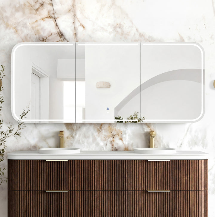 LED Newport 1800(W)x750(H) Sable Walnut Shaving Cabinet Premium Edition main view