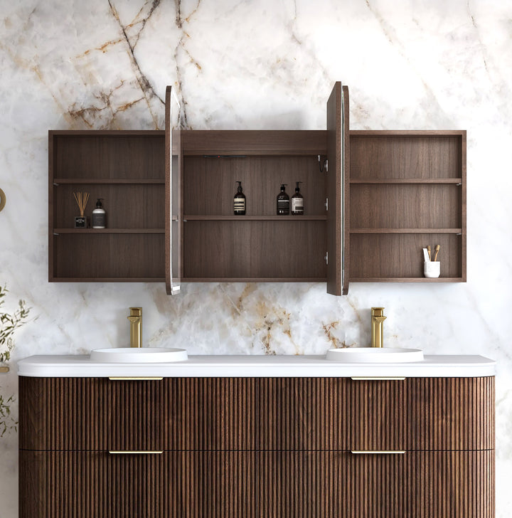 LED Newport 1800(W)x750(H) Sable Walnut Shaving Cabinet Premium Edition view 2