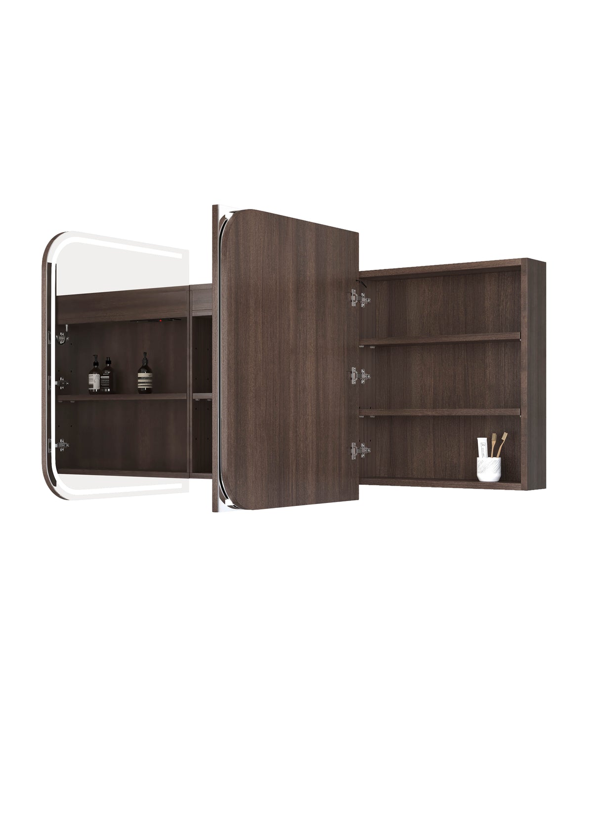 LED Newport 1800(W)x750(H) Sable Walnut Shaving Cabinet Premium Edition view 3