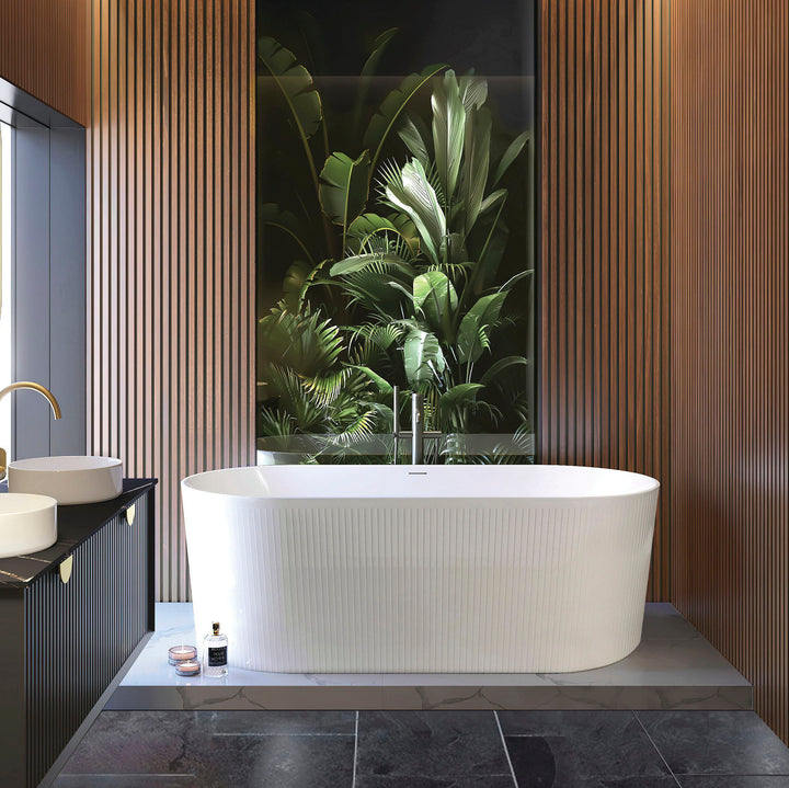 Attica Noosa Fluted 1500 Gloss White Bath with Overflow - view 3