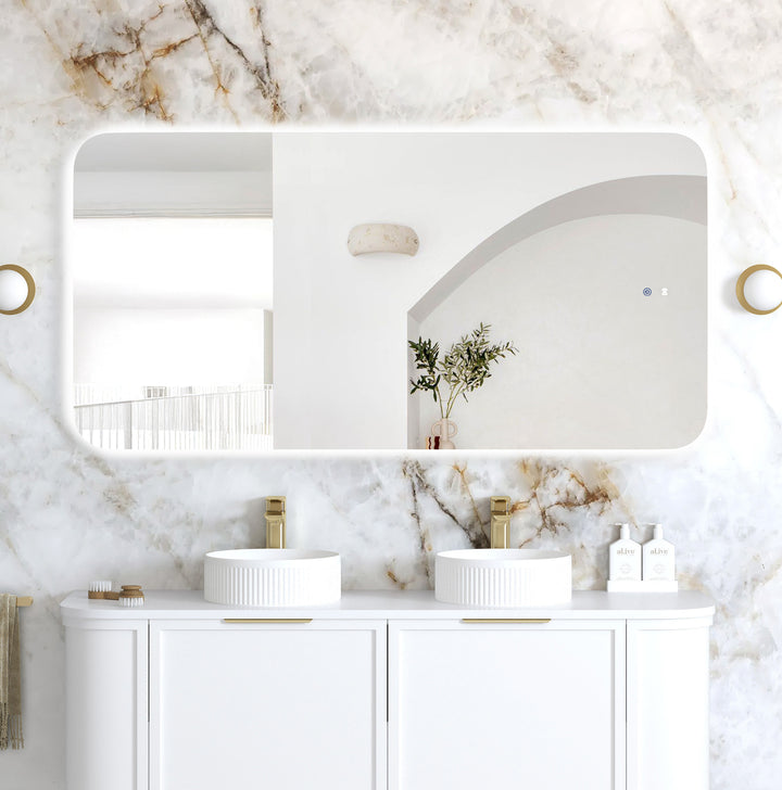 LED Newport 1500(W)x750(H) Frameless Back Lit Tuffi Mirror, Install Horizontal or Vertical main view