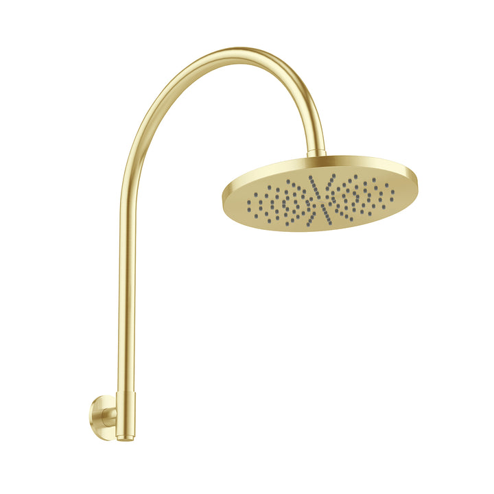 Vivid MKII High-Rise Shower Arm and Rose 250mm - Brushed Gold