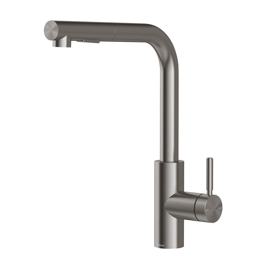 Vivid MKII Pull Out Sink Mixer 230mm L Shaped - Brushed Carbon