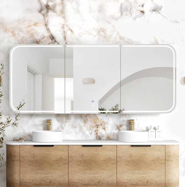 LED Newport 1800(W)x750(H) Natural Oak Shaving Cabinet Premium Edition main view