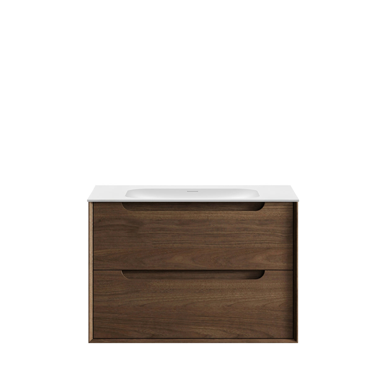 Byron 750mm Sable Walnut Wall Hung Vanity - 12mm Moulded Top (Chloe Silk)