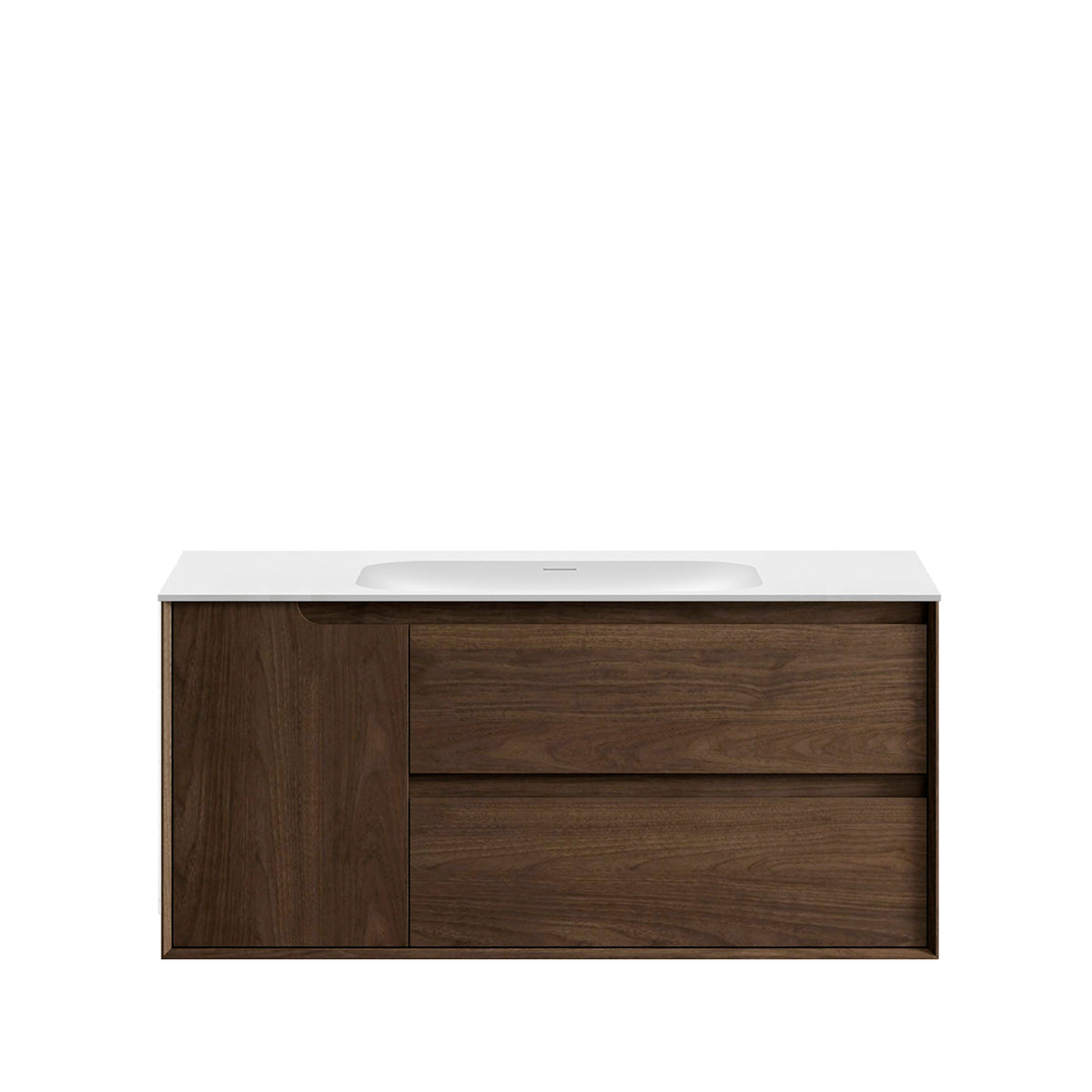 Byron 1200mm Sable Walnut Wall Hung Vanity - 12mm Moulded Top (Chloe Silk)