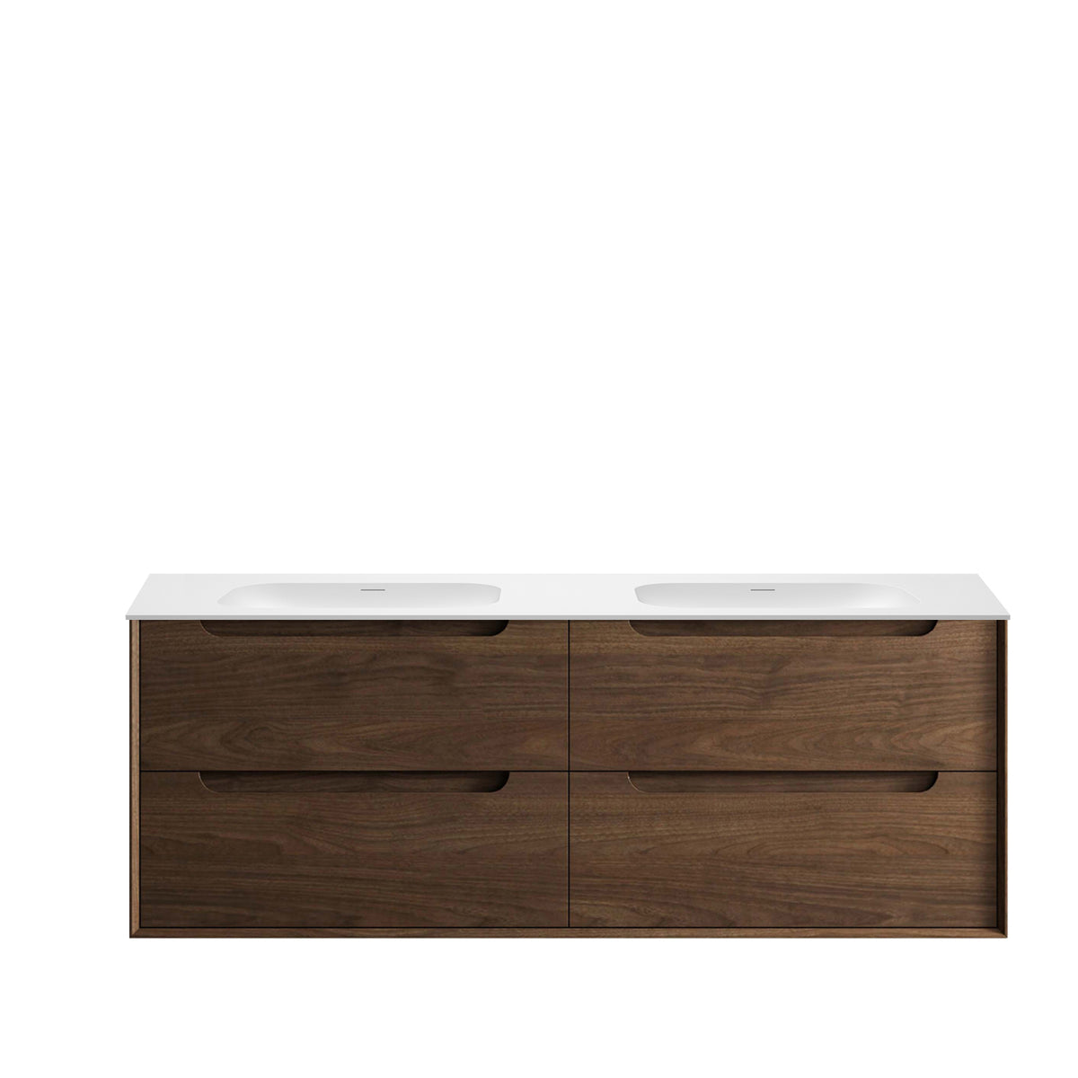 Byron 1500mm Sable Walnut Wall Hung Vanity - 12mm Moulded Top (Chloe Silk)