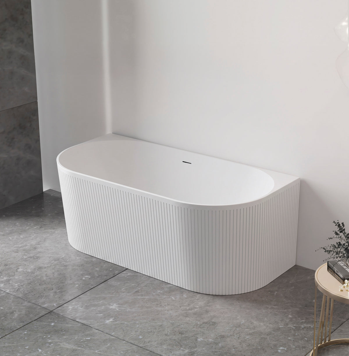 Attica Noosa Fluted 1700 Matte White BTW Multi-fit Bath with Overflow - view 2