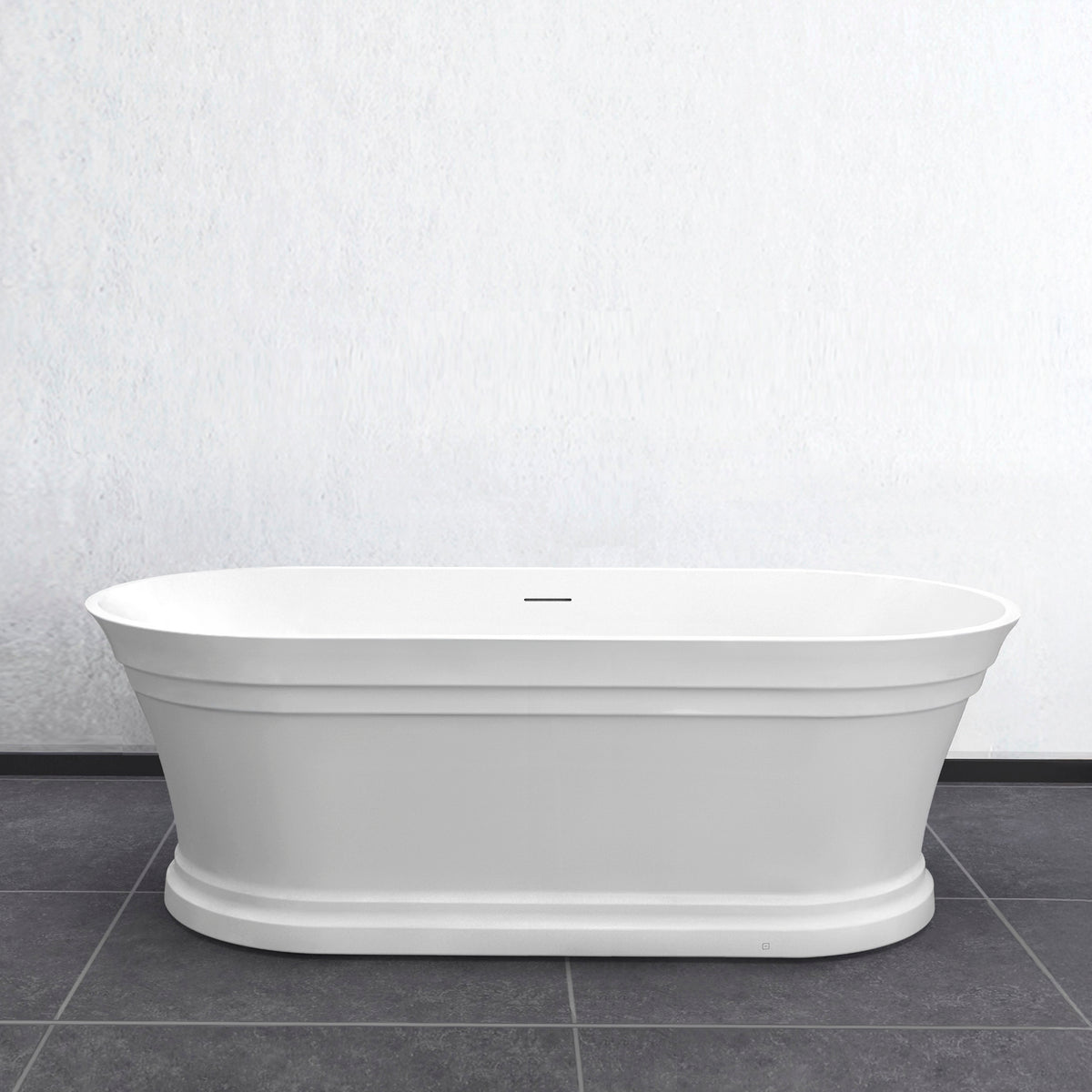Hampton 1700x800x560 Matte White Bathtub with Overflow - main view