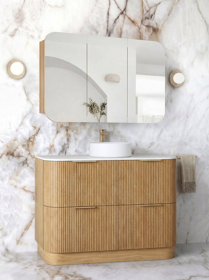 Havana Fluted 1200mm Woodland Oak Floorstanding Curve Vanity