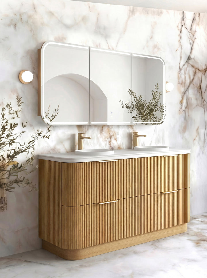Havana Fluted 1800mm Woodland Oak Floorstanding Curve Vanity