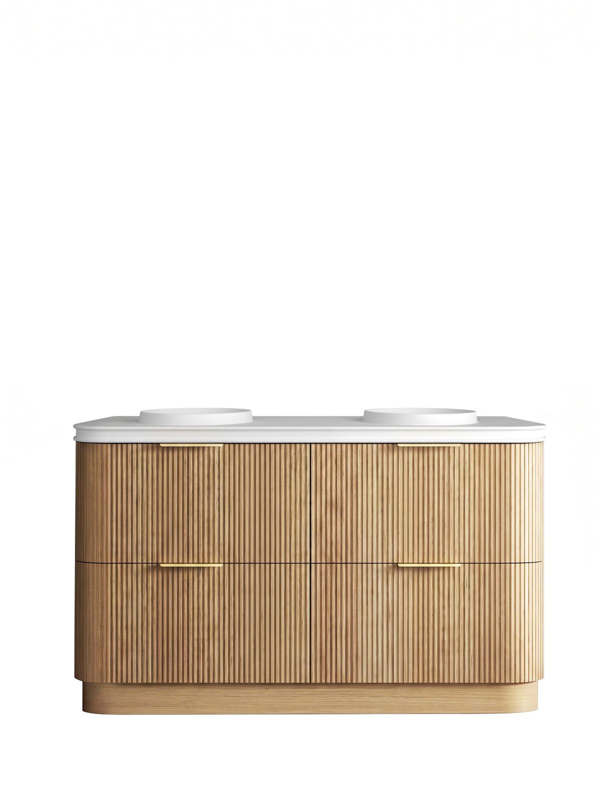Havana Fluted 1500mm Woodland Oak Floorstanding Curve Vanity - 50mm English Edge (Round Basin)