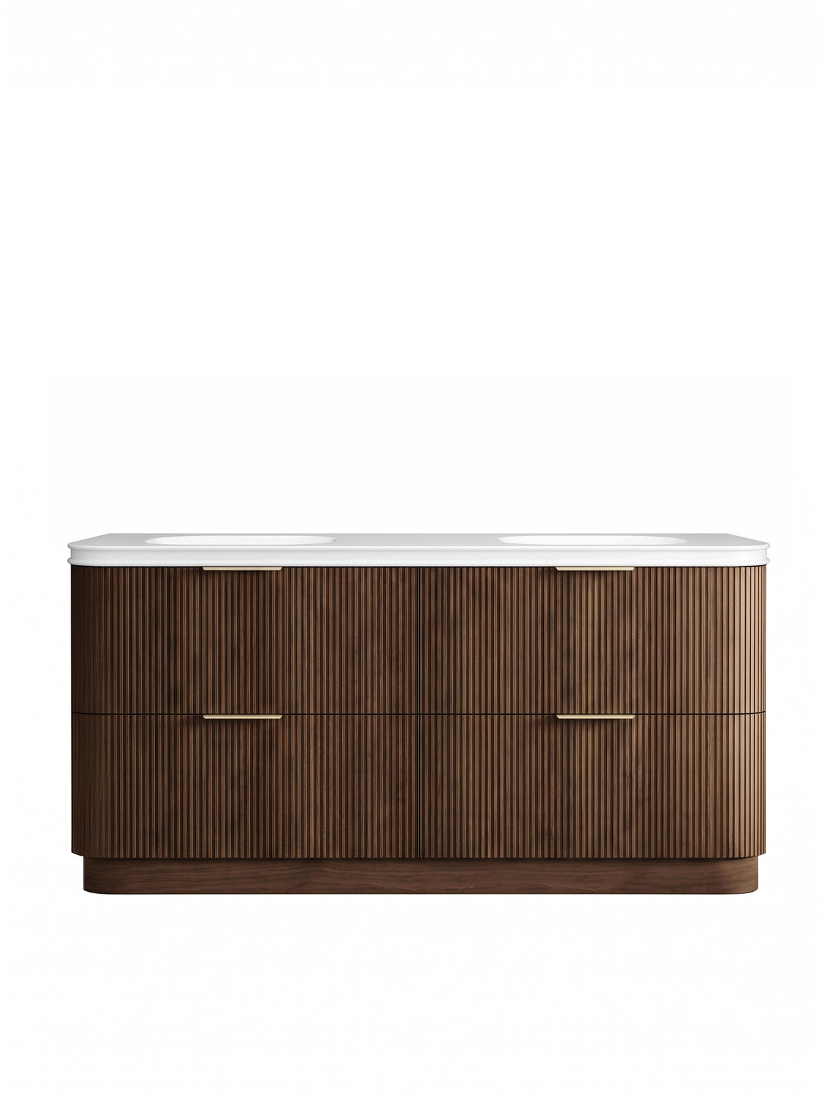 Havana Fluted 1800mm Sable Walnut Floorstanding Curve Vanity - 50mm English Edge (Soft Square)