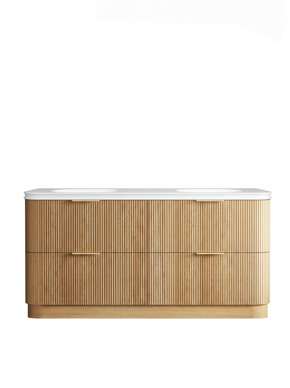 Havana Fluted 1800mm Woodland Oak Floorstanding Curve Vanity - 50mm English Edge (Soft Square)