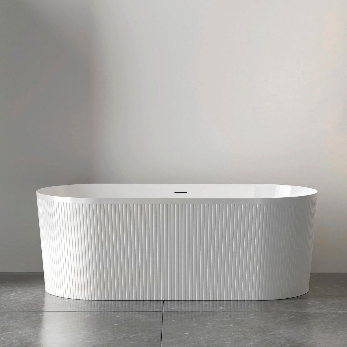 Attica Noosa Fluted 1700 Gloss White Bath with Overflow - main view