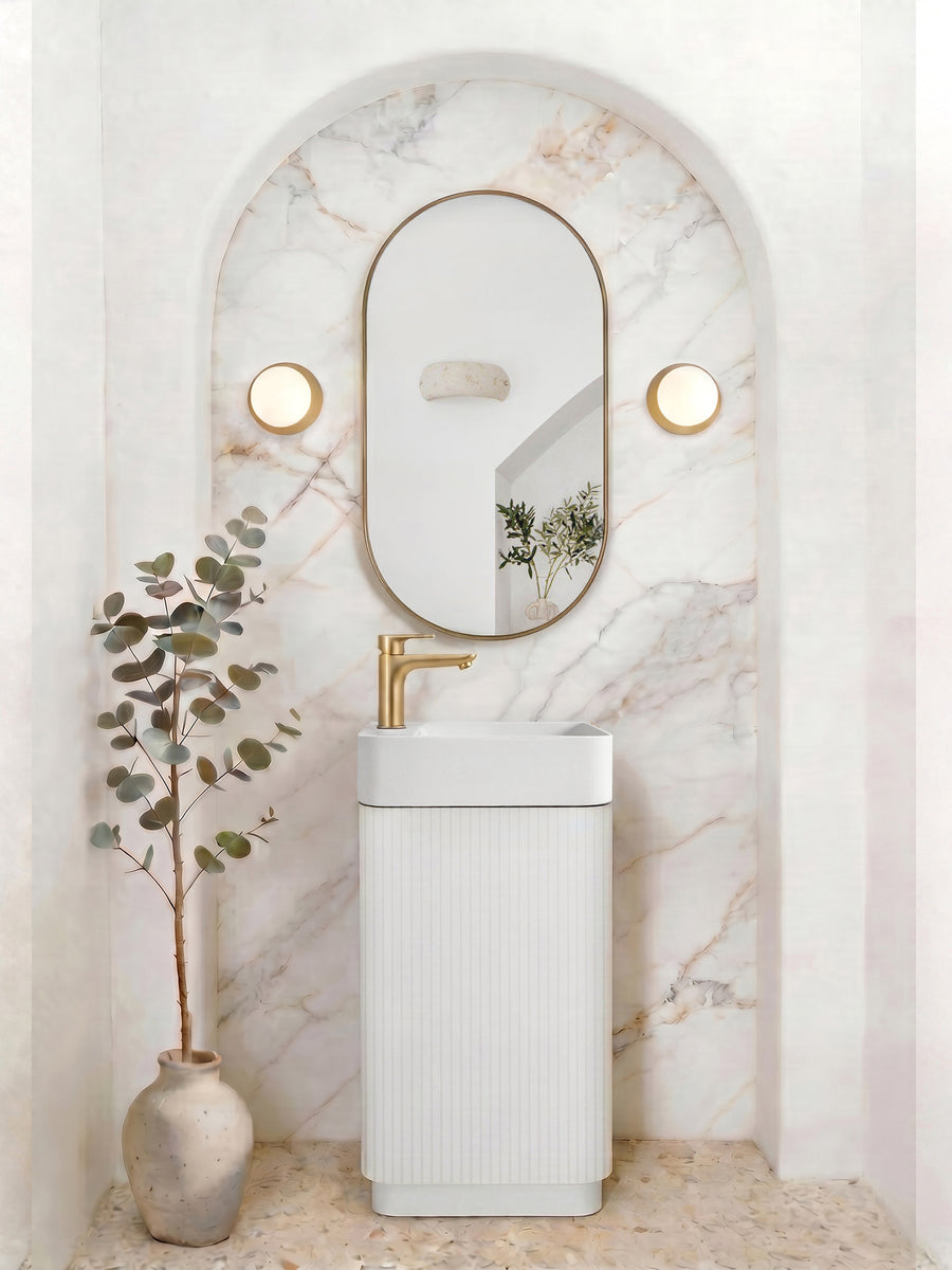 Maxi Space Saver Matte White Curved Floor Standing Vanity - Default Title