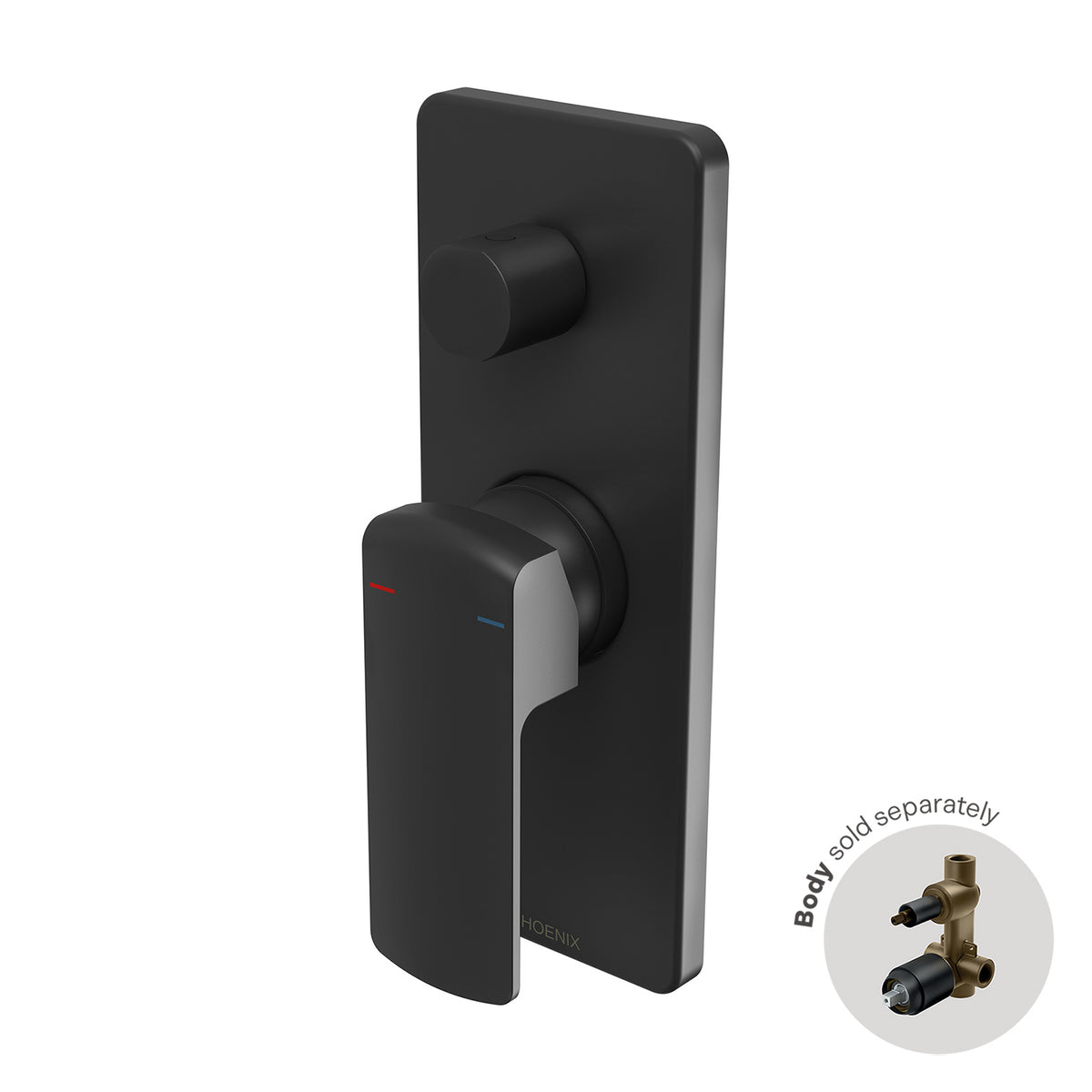 Teva Shower / Bath Diverter Mixer (Trim Kit Only) - Matte Black