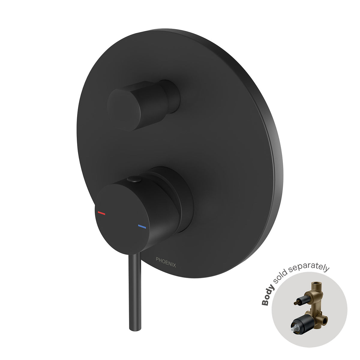 Pina Shower / Bath Diverter Mixer (Trim Kit Only) - Matte Black