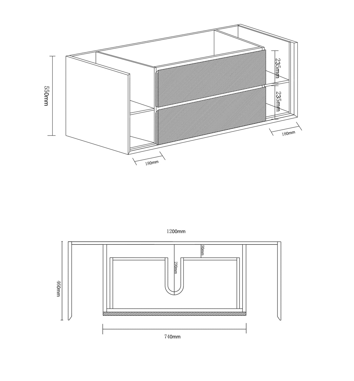 Marlo 1200x800 Matte Black Shaving Cabinet