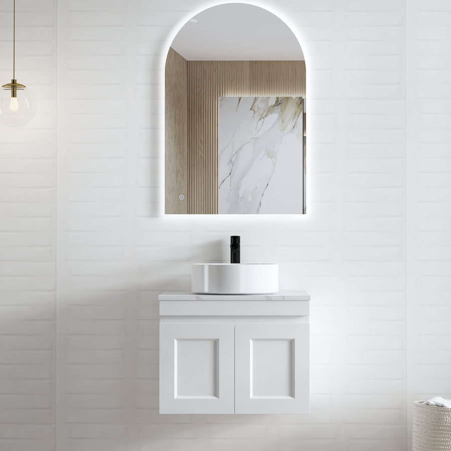 Hampton Mark II 600mm Satin White Wall Hung Vanity - Cabinet Only