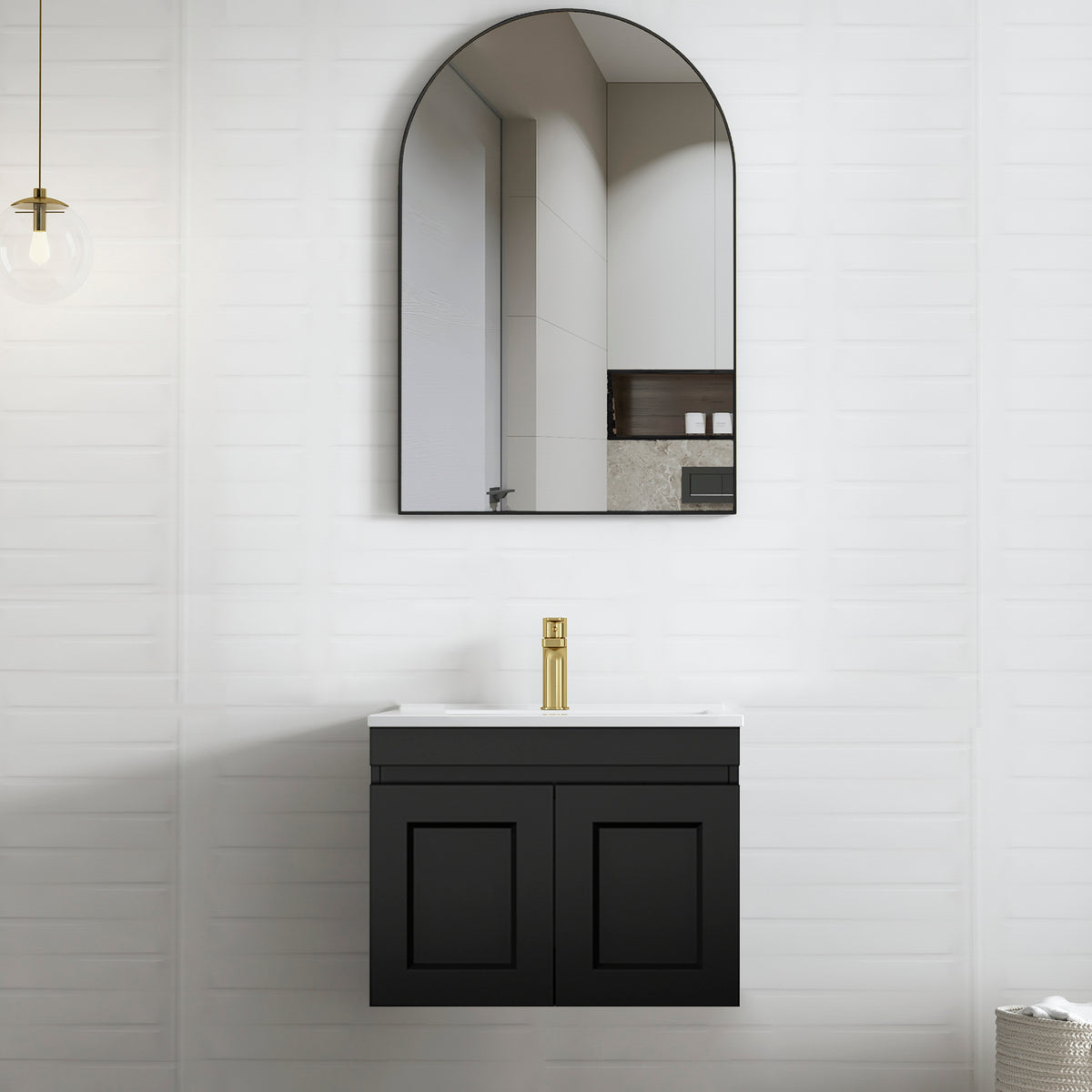 Hampton Mark II 600mm Satin Black Wall Hung Vanity - Cabinet Only