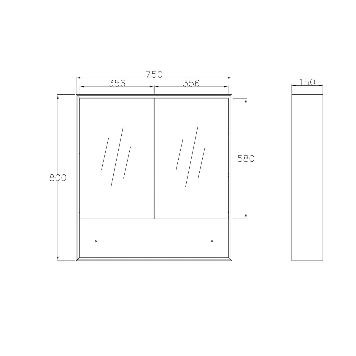 Byron 750x800 Natural Oak Shaving Cabinet