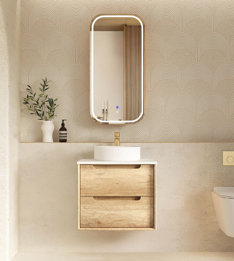 Byron 600mm Natural Oak Wall Hung Vanity - Cabinet Only