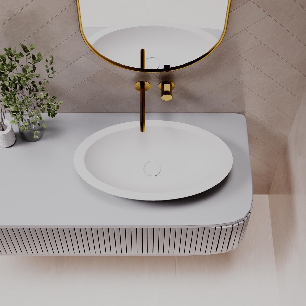 Vivian above counter basin — top view