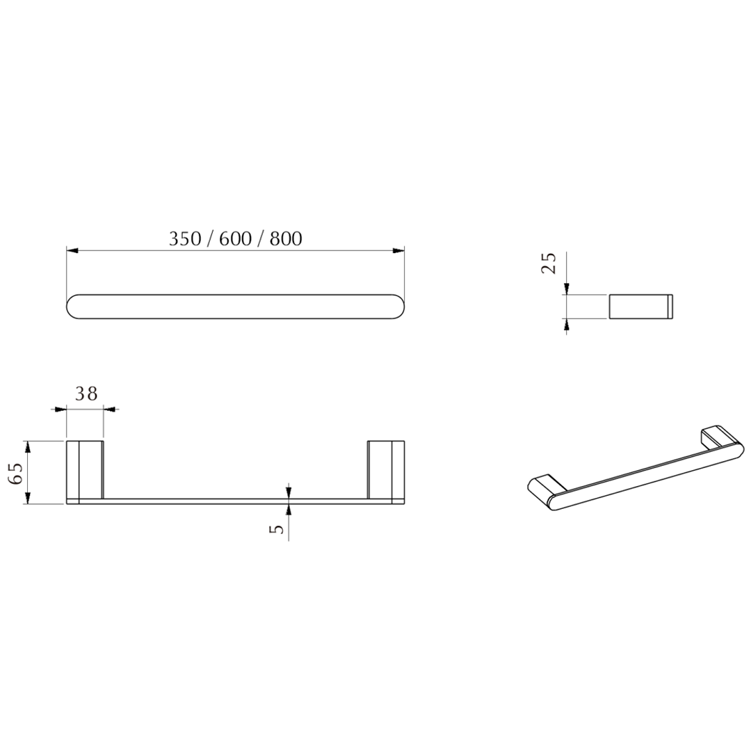 Bella Vista Lantra Single Towel Rail 800mm - Chrome
