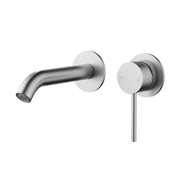 Otus Slimline Wall Basin Mixer Trim Kit with Separate Cover Plate - Stainless Steel