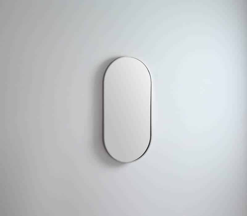 Modern Oblong Mirror Brits Nickel detail view 2