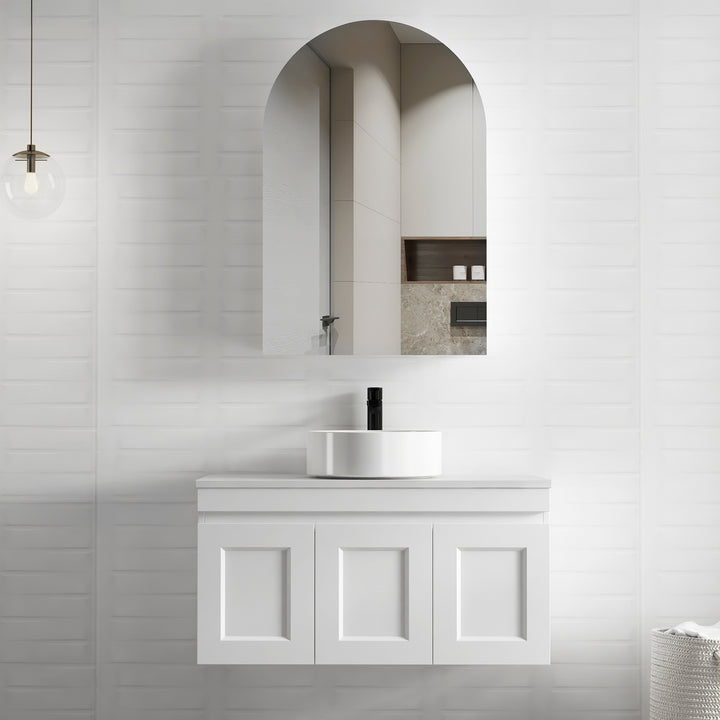 Hampton Mark II 900mm Satin White Wall Hung Vanity - Cabinet Only