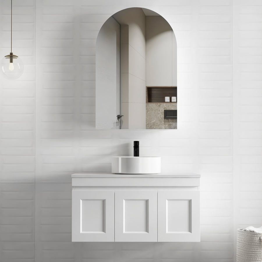 Hampton Mark II 900mm Satin White Wall Hung Vanity - Cabinet Only