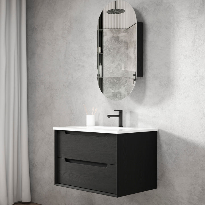 Byron 750mm Black Oak Wall Hung Vanity