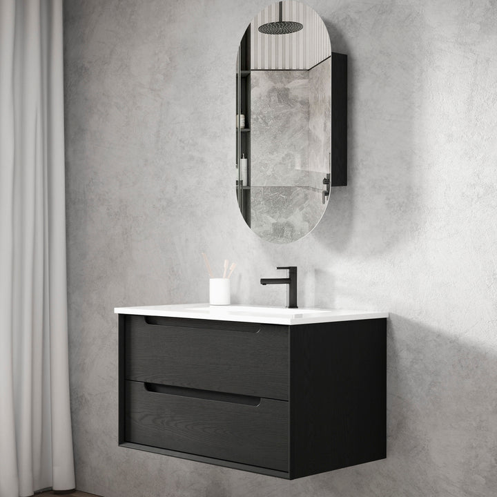 Byron 900mm Black Oak Wall Hung Vanity