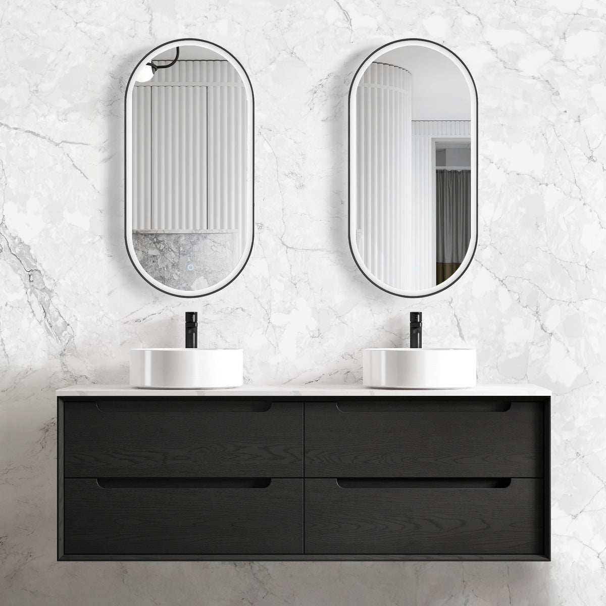 Byron 1500mm Black Oak Wall Hung Vanity - Cabinet Only