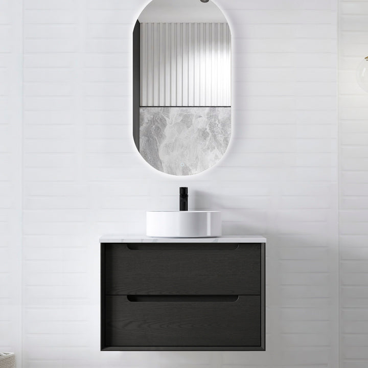 Byron 750mm Black Oak Wall Hung Vanity - Cabinet Only