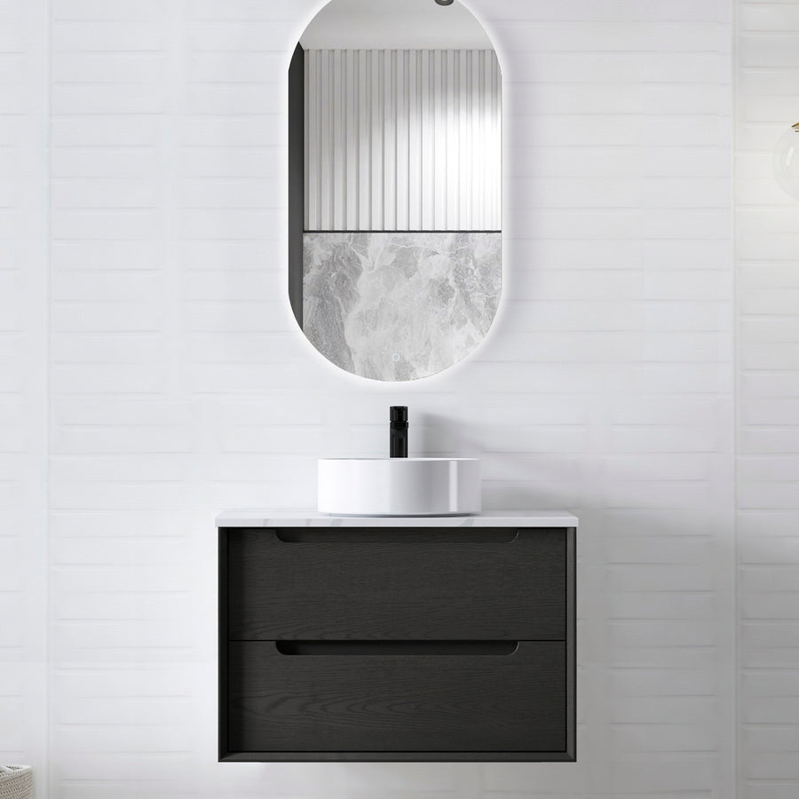 Byron 750mm Black Oak Wall Hung Vanity - Cabinet Only