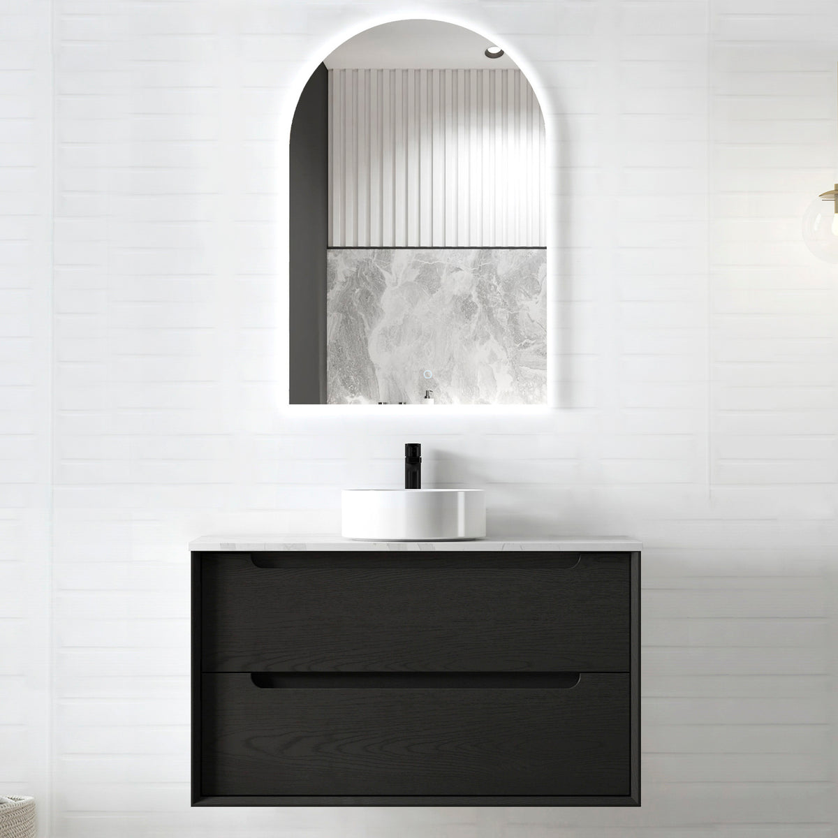 Byron 900mm Black Oak Wall Hung Vanity - Cabinet Only