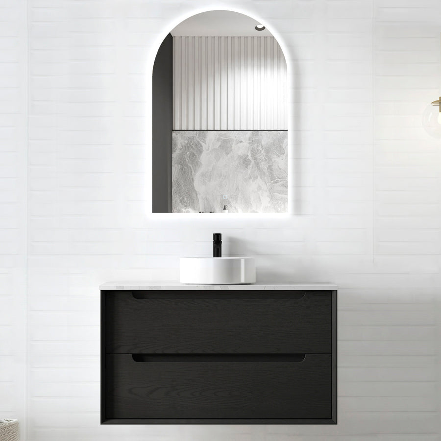 Byron 900mm Black Oak Wall Hung Vanity - Cabinet Only
