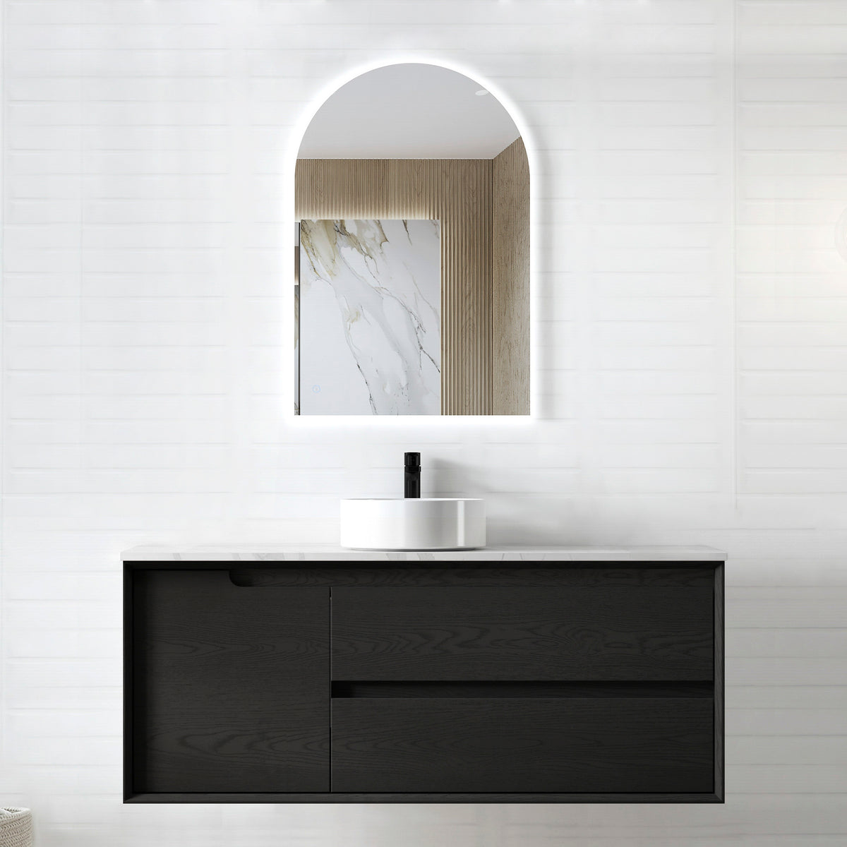 Byron 1200mm Black Oak Wall Hung Vanity - Cabinet Only